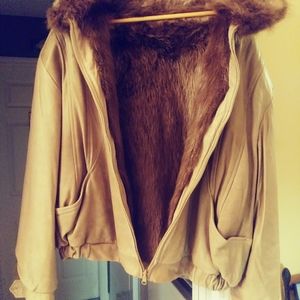 Beaver fur / glove leather reversible jacket